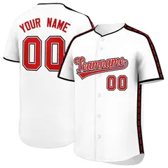 White Black Color Block Side Dotted Line Baseball Jersey