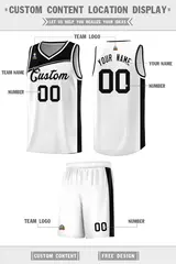 White Black Color Block Sports Basketball Jersey 2