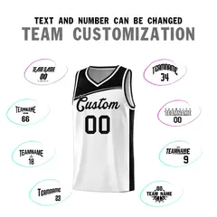 White Black Color Block Sports Basketball Jersey 3