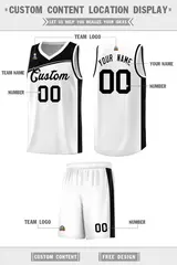 White Black Color Block Sports Basketball Jersey 2