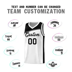 White Black Color Block Sports Basketball Jersey 3