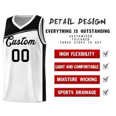 White Black Color Block Sports Basketball Jersey 4