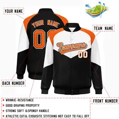 White Black Color Block Varsity Letterman Jacket 2