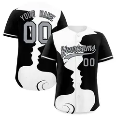 White Black Couple Silhouettes Valentine's Day Baseball Jersey
