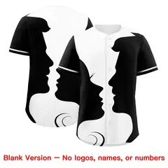 White Black Couple Silhouettes Valentine's Day Baseball Jersey 2