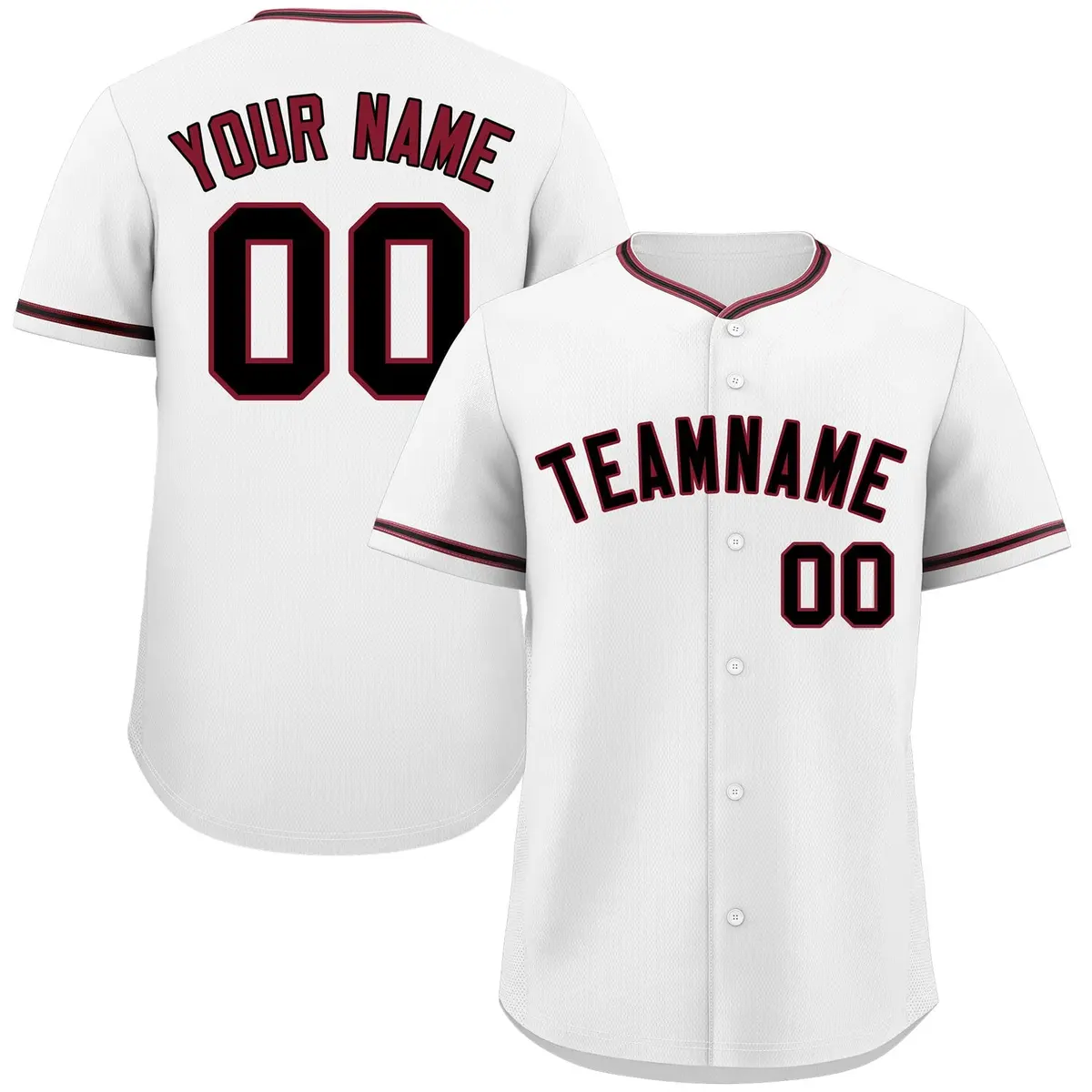 White Black-Crimson Classic Style Baseball Jersey