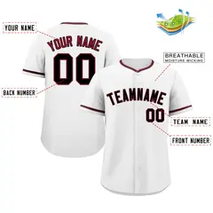 White Black-Crimson Classic Style Baseball Jersey 2