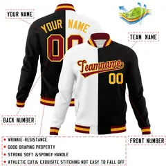 White Black Crimson Split Varsity Full-Snap Letterman Jacket 4