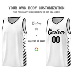 White Black Diamond Stripe Side Basketball Jersey 3