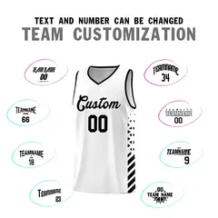 White Black Diamond Stripe Side Basketball Jersey 4