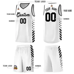 White Black Diamond Stripe Side Basketball Jersey 5