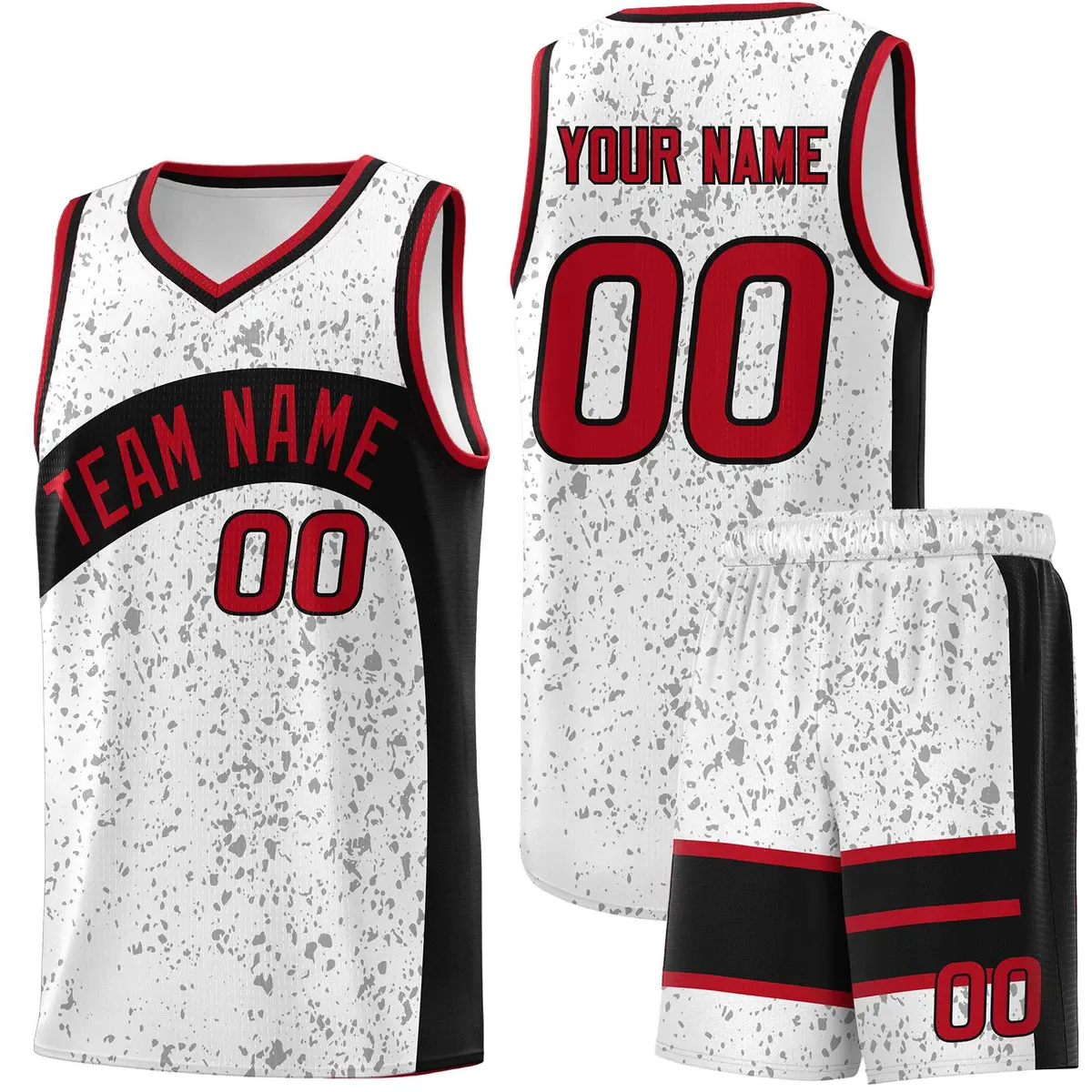White Black Dot Graffiti Irregular Pattern Basketball Jersey
