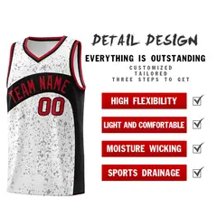 White Black Dot Graffiti Irregular Pattern Basketball Jersey 2