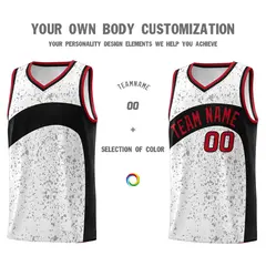 White Black Dot Graffiti Irregular Pattern Basketball Jersey 3