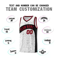 White Black Dot Graffiti Irregular Pattern Basketball Jersey 4