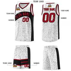 White Black Dot Graffiti Irregular Pattern Basketball Jersey 5