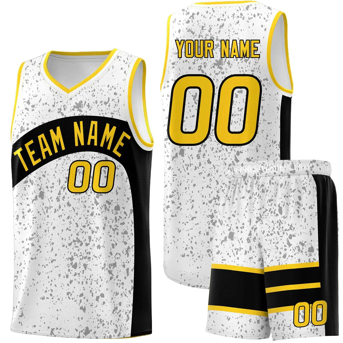 White Black Dot Graffiti Irregular Pattern Basketball Jersey