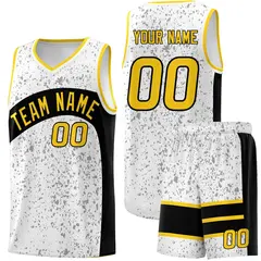 White Black Dot Graffiti Irregular Pattern Basketball Jersey 1
