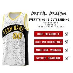White Black Dot Graffiti Irregular Pattern Basketball Jersey 2