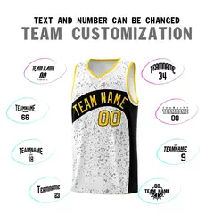 White Black Dot Graffiti Irregular Pattern Basketball Jersey 4