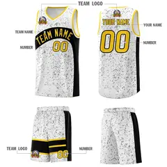 White Black Dot Graffiti Irregular Pattern Basketball Jersey 5