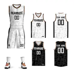 White Black Double Side Sets Basketball Jersey