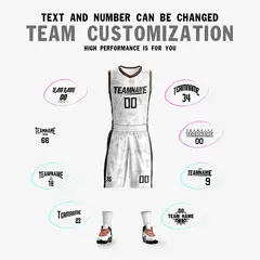 White Black Double Side Sets Basketball Jersey 5