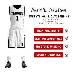 White Black Double Side Sportswear Basketball Jersey 2