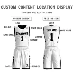 White Black Double Side Sportswear Basketball Jersey 4