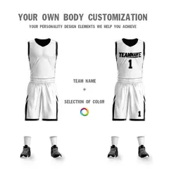 White Black Double Side Sportswear Basketball Jersey 5