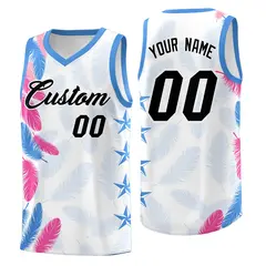 White Black Feather Graffiti Pattern Basketball Jersey 1