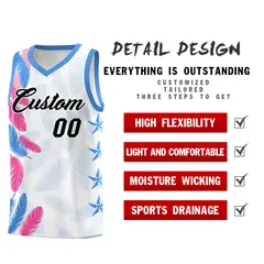 White Black Feather Graffiti Pattern Basketball Jersey 2