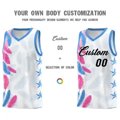 White Black Feather Graffiti Pattern Basketball Jersey 3