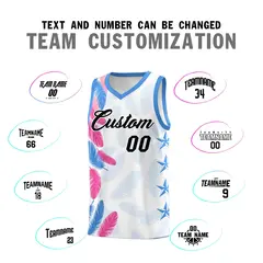 White Black Feather Graffiti Pattern Basketball Jersey 4