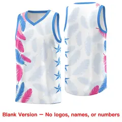 White Black Feather Graffiti Pattern Basketball Jersey 6
