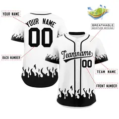 White Black Flame Graffiti Pattern Authentic Baseball Jersey 2