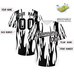 White Black Flame Pattern Authentic Pullover Baseball Jersey 2