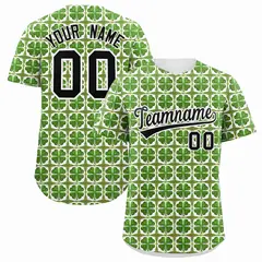 White Black Four Leaf Clover St. Patrick's Day Baseball Jersey