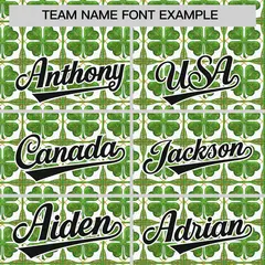 White Black Four Leaf Clover St. Patrick's Day Baseball Jersey 3