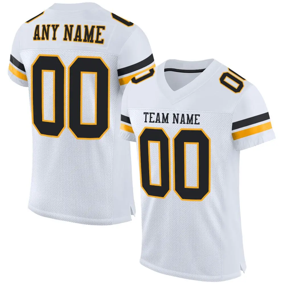White Black-Gold Classic Mesh Authentic Football Jersey
