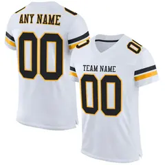 White Black-Gold Classic Mesh Authentic Football Jersey 1