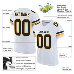 White Black-Gold Classic Mesh Authentic Football Jersey 2