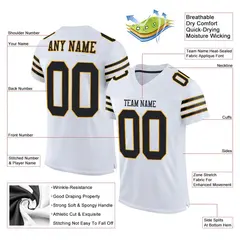 White Black-Gold Classic Mesh Authentic Football Jersey 2