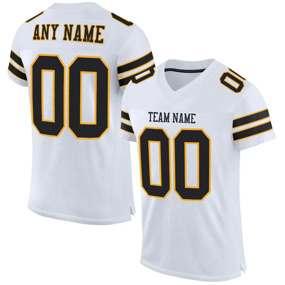 White Black-Gold Classic Mesh Authentic Football Jersey