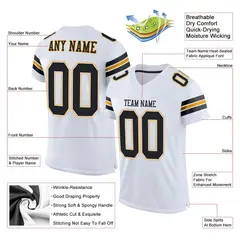 White Black-Gold Classic Mesh Authentic Football Jersey 2