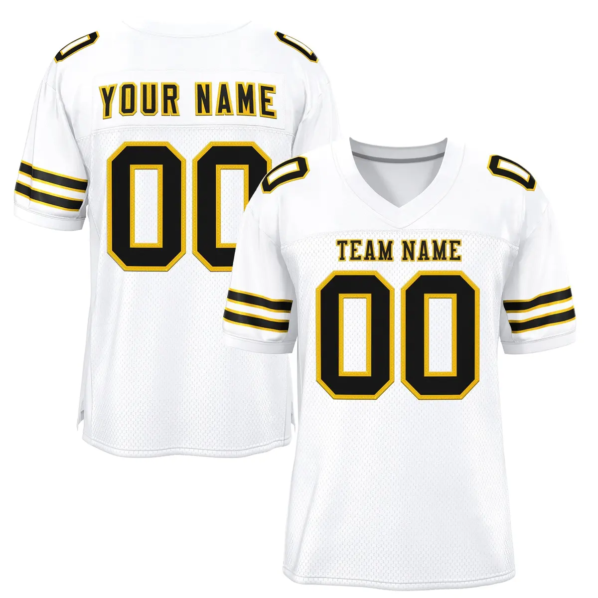 White Black-Gold Classic Mesh Authentic Football Jersey