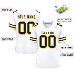 White Black-Gold Classic Mesh Authentic Football Jersey 2