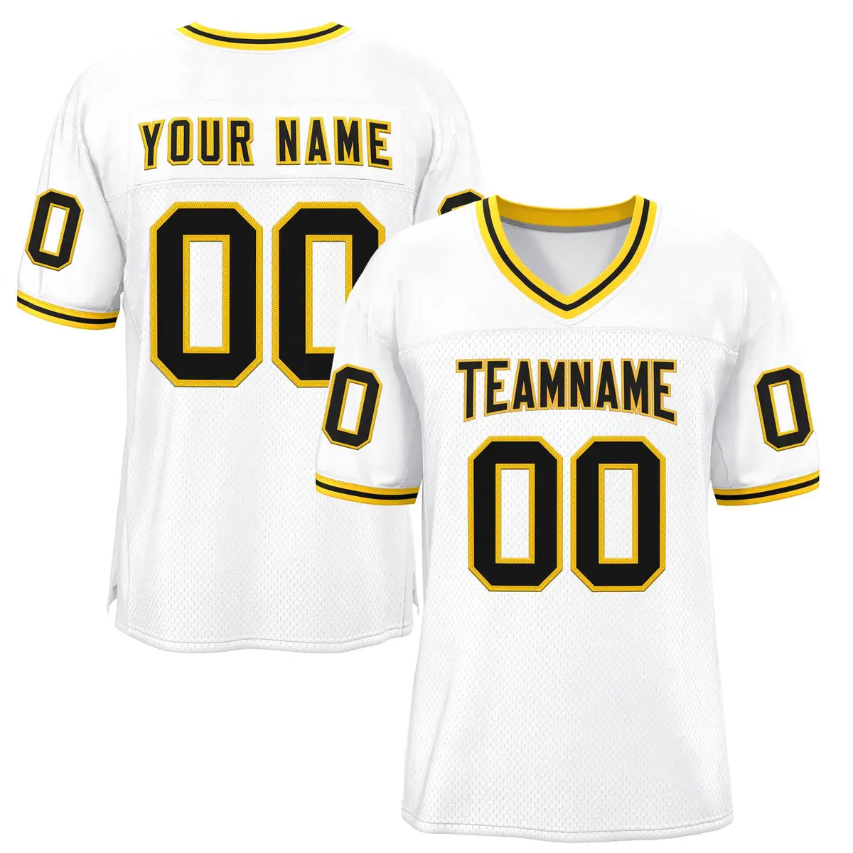 White Black-Gold Classic Style Authentic Football Jersey