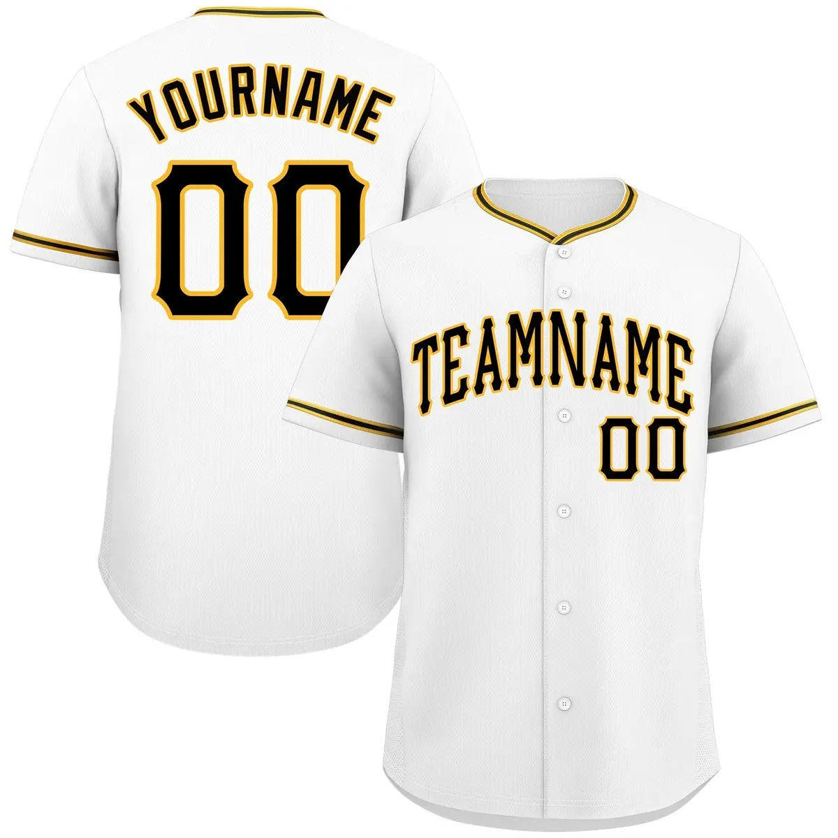 White Black-Gold Classic Style Baseball Jersey