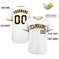 White Black-Gold Classic Style Baseball Jersey 2